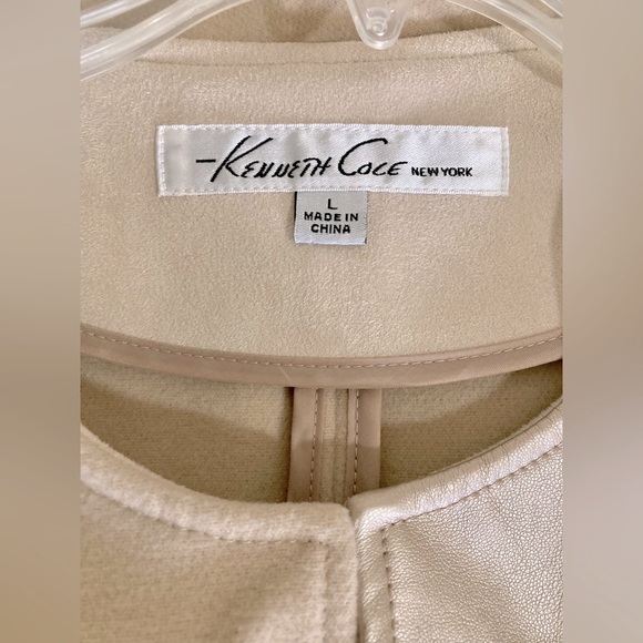 Kenneth Cole Beige Open Front Pea Coat - Picture 3 of 4